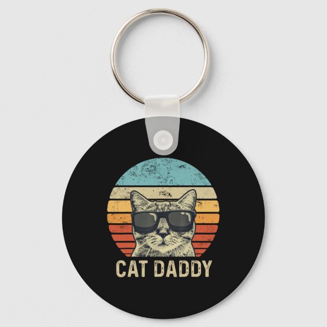 Cat pappa Retro Cat Sungles Coola Cat Pappa Gift F Nyckelring (Framsida)