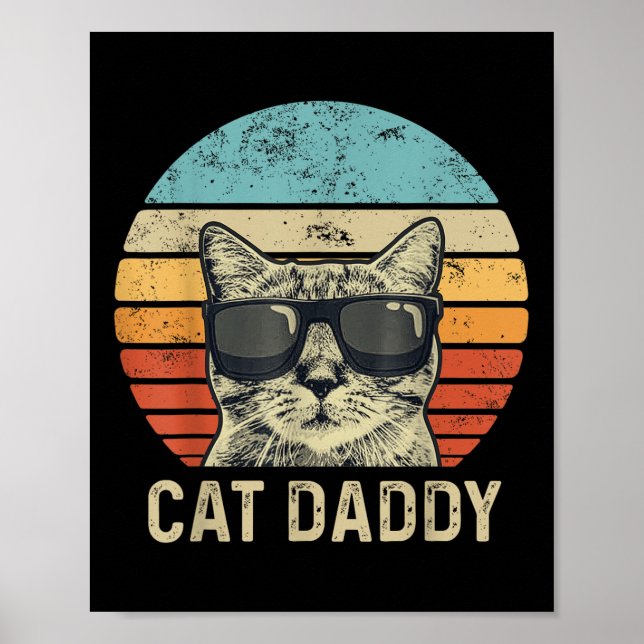 Cat pappa Retro Cat Sungles Coola Cat Pappa Gift F Poster (Framsidan)