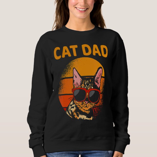 Cat Pappa Retro Stil Fars dag Manar Cat Distresse T Shirt (Framsida)