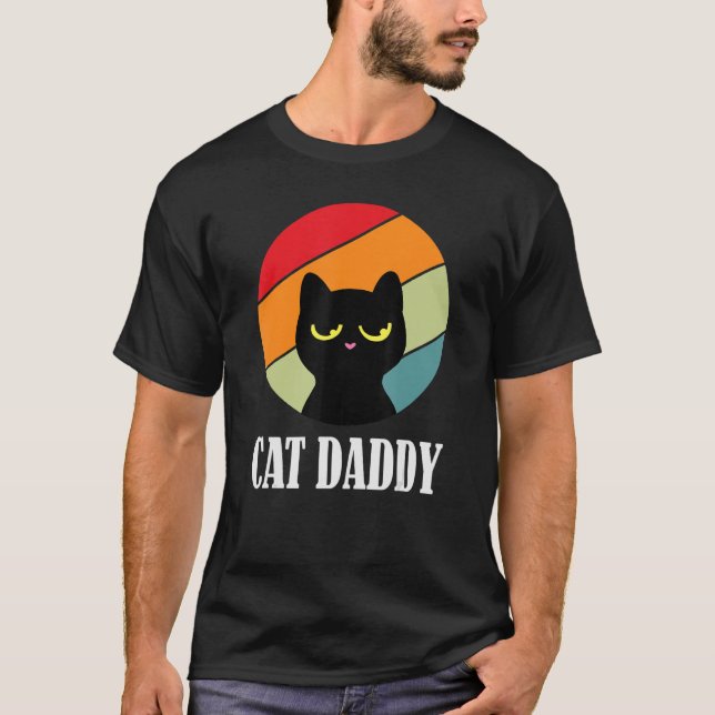 Cat pappa retro sunset åttiotals stil nödlidande 1 t shirt (Framsida)