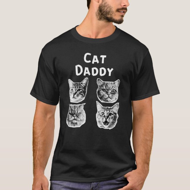 Cat Pappa Retro T Shirt (Framsida)