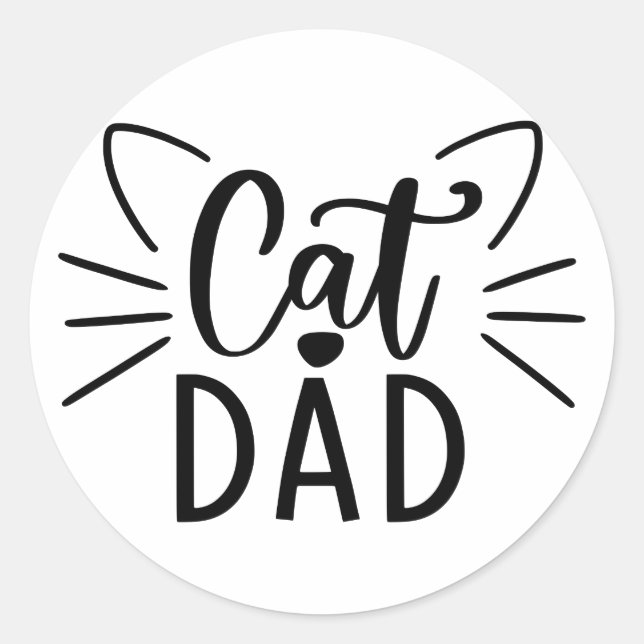 Cat Pappa Runt Klistermärke (Framsida)
