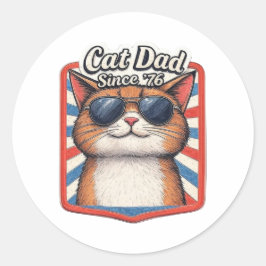 Cat Pappa sedan ’76 - Retro Patriotic Cat Lover Runt Klistermärke