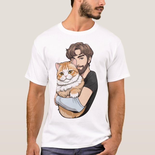 Cat Pappa T-skjorta T Shirt (Framsida)