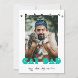 Cat Pappa | Tass avtryck | Anpassningsbar Fars dag Julkort