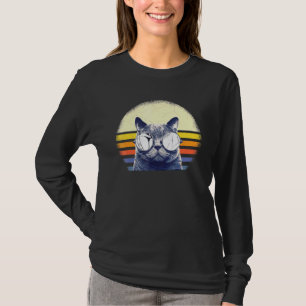 Cat Pappa Vintage 80 s Cat Retro Sunglasses Distre T Shirt
