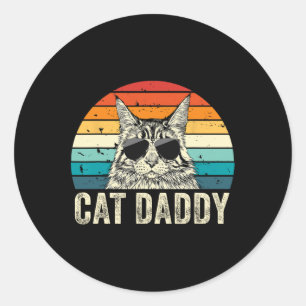 Cat Pappa Vintage Distress Maine Coon Cat Pappa Runt Klistermärke