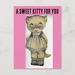 CAT PAPPERT DOLL VINTAGE CUTE KATTUNGE POSTCARD VYKORT