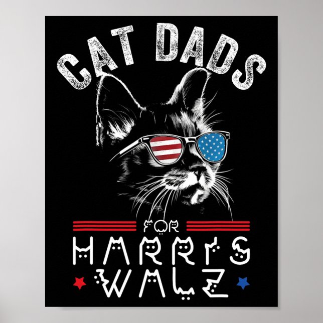 Cat Pappor för Harris Waltz 2024 USA flagga Poster (Framsidan)
