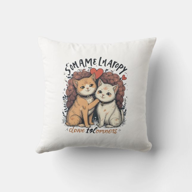 Cat par Kärlek Cute Romantic Kattunge Home Decor Kudde (Baksida)