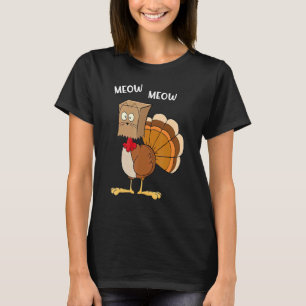 Cat Parody Meow Turkey Mask Home Feast Thanksgiven T Shirt