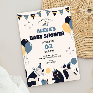 Cat party babydusch inbjudningar