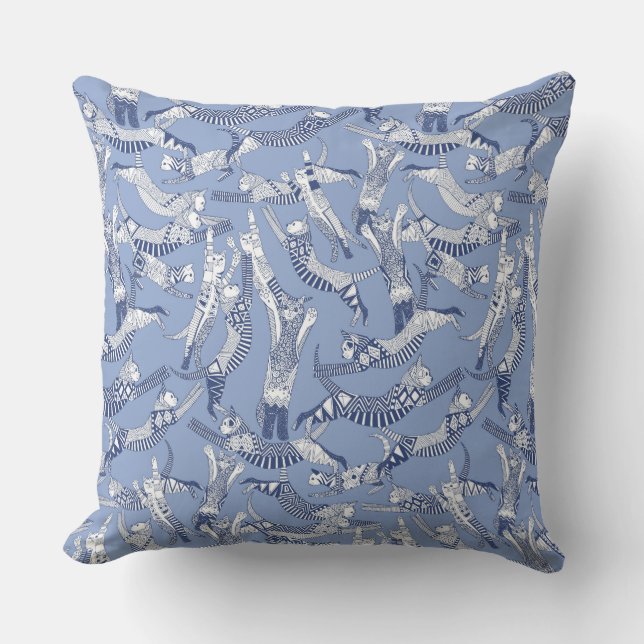 cat party blue kudde (Framsida)