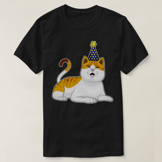 Cat Party Party hat T Shirt (Design framsida)