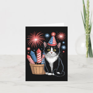 Cat Patriotic America Cats USA flagga Fireworks 4: Kort