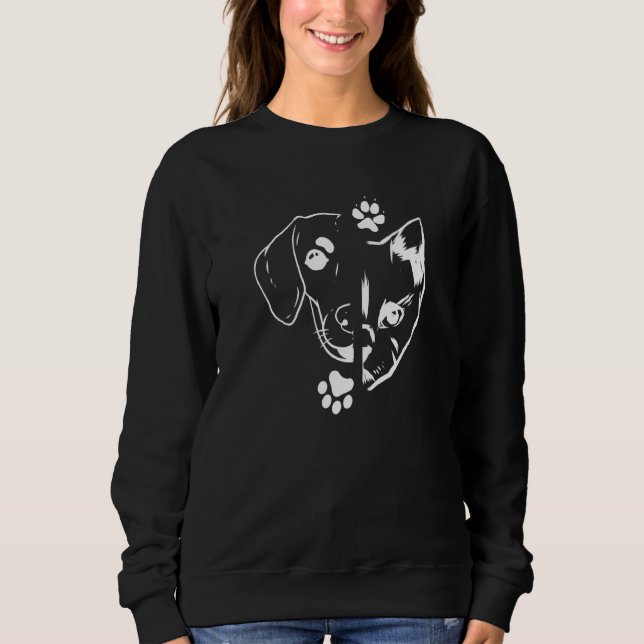 Cat Paw Dog Paw Cat Owner Dog Owner Cat  Dog & Cat T Shirt (Framsida)