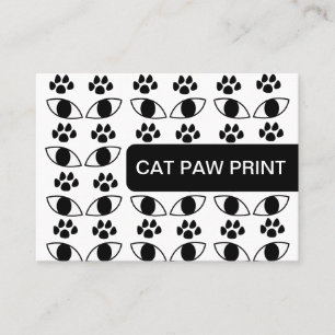 Cat Paw Print Djuromsorg Services Black and White Visitkort