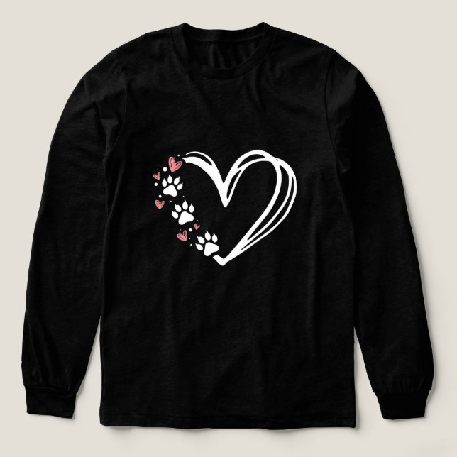 Cat Paw Prints on My Heart T Shirt (Design framsida)
