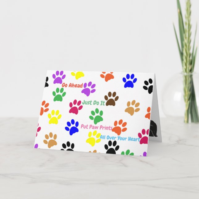 Cat Pawprint Kort (Framsida)