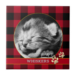 Cat Pawprint, Red Buffalo Play, baby Kitten Photo Kakelplatta