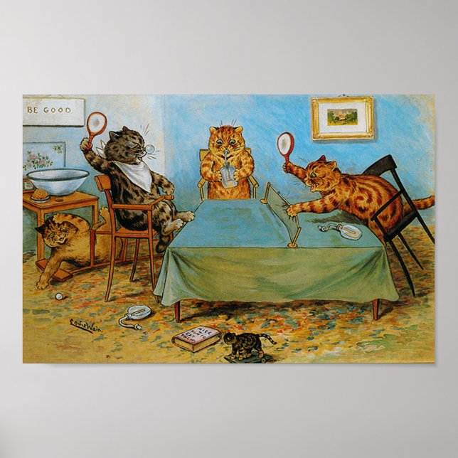 Cat Pay Bord tennis, Louis Wain Poster (Framsidan)