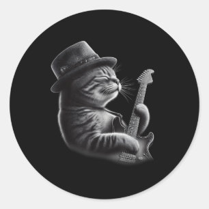 Cat Pay Guitar - Funny Rock musik Guitar Cat Runt Klistermärke
