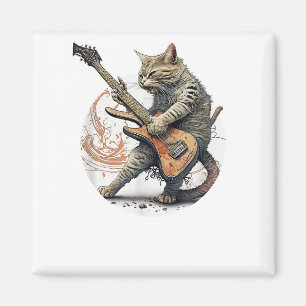 Cat Pay Guitar Sten Cat Heavy Metall Cat Mus Magnet