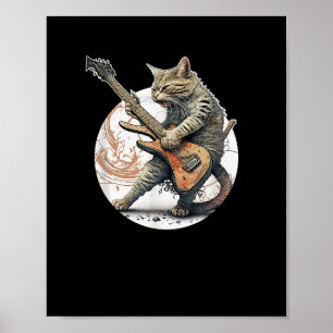 Cat Pay Guitar Sten Cat Heavy Metall Cat Mus Poster