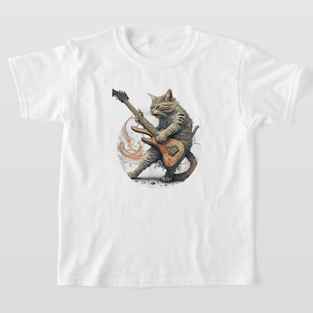 Cat Pay Guitar Sten Cat Heavy Metall Cat Mus T Shirt (Laydown)
