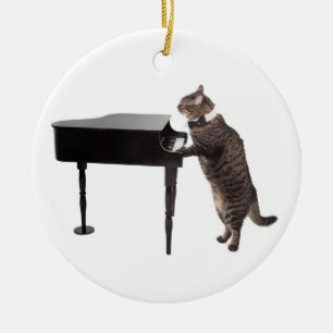 Cat Pay Piano Julgransprydnad Keramik