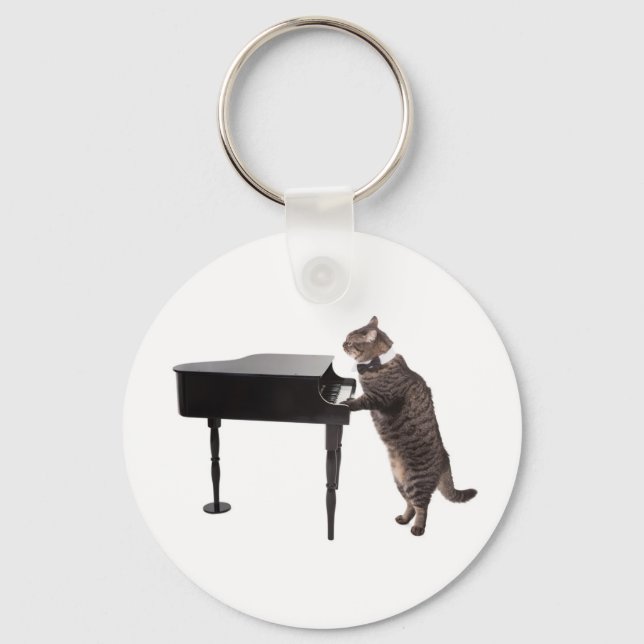 Cat Pay Piano Nyckelring (Framsida)