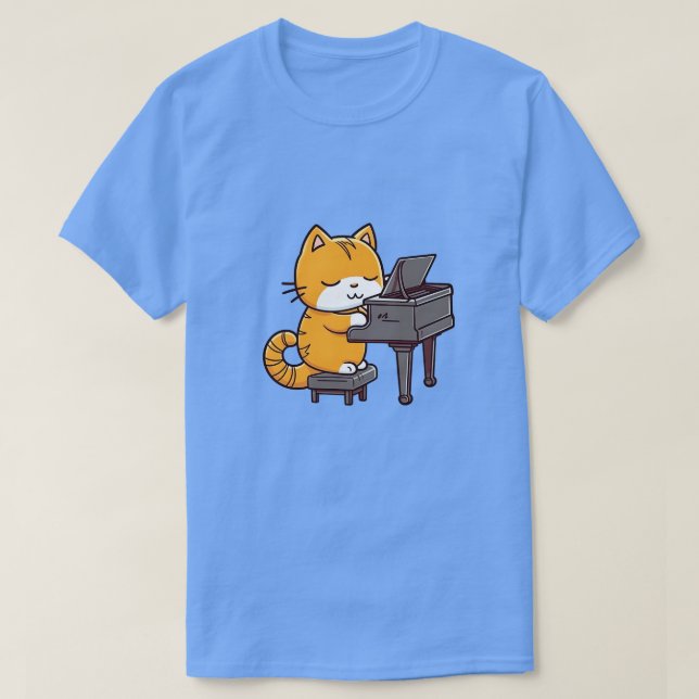 Cat Pay Piano T Shirt (Design framsida)
