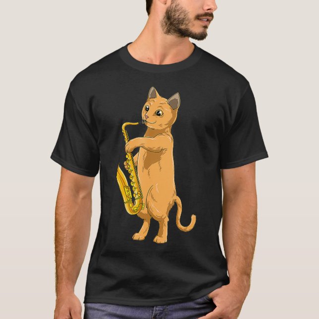Cat Pay Saxophone Cat Jazz Sax Saxophonist T Shirt (Framsida)