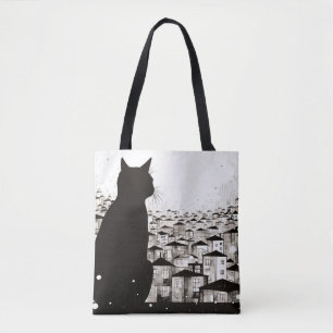 Cat Peacbevara Nature Prairie Sketch Teckning Stil Tygkasse