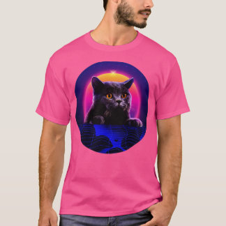 Cat peek-kattretrovåg söt t shirt