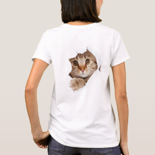 Cat Peeking Back of T Shirt