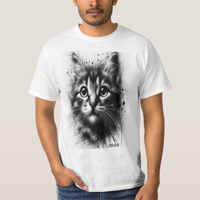 Cat Pen Black T Shirt (Framsida)