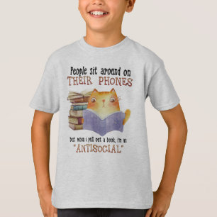 Cat People sitter på sin Mobila antisociala kattla T Shirt