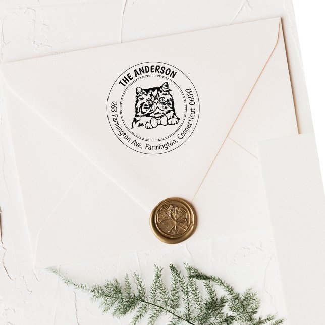 Cat Persian Family Returadress Stämpel (Skapare uppladdad)