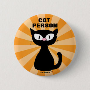 CAT PERSON Cat Lover Tecknad Katt runda runt Knapp