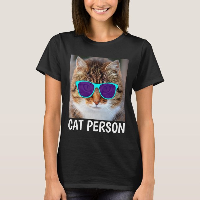 CAT PERSON, finare katt med solglasögon T-tröjor T Shirt (Framsida)
