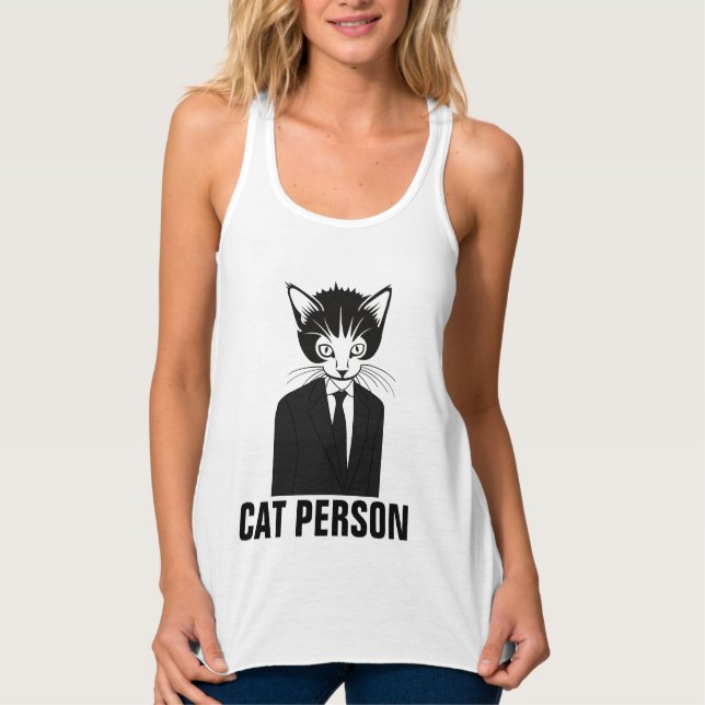 Cat Person Funny T-shirts Linne Med Racerback (Framsida)