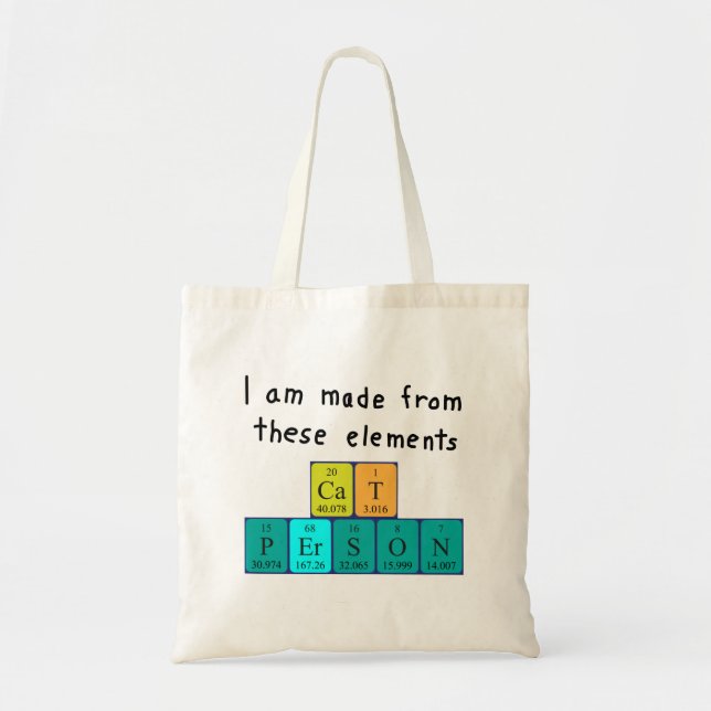 Cat Person Periodisk bord namn tote bag Tygkasse (Framsidan)