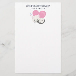 Cat Person Text Cute White Kattunge Sleeping Brevpapper