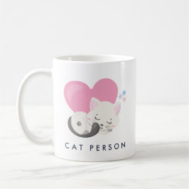 Cat Person Text Cute White Kattunge Sleeping Kaffemugg