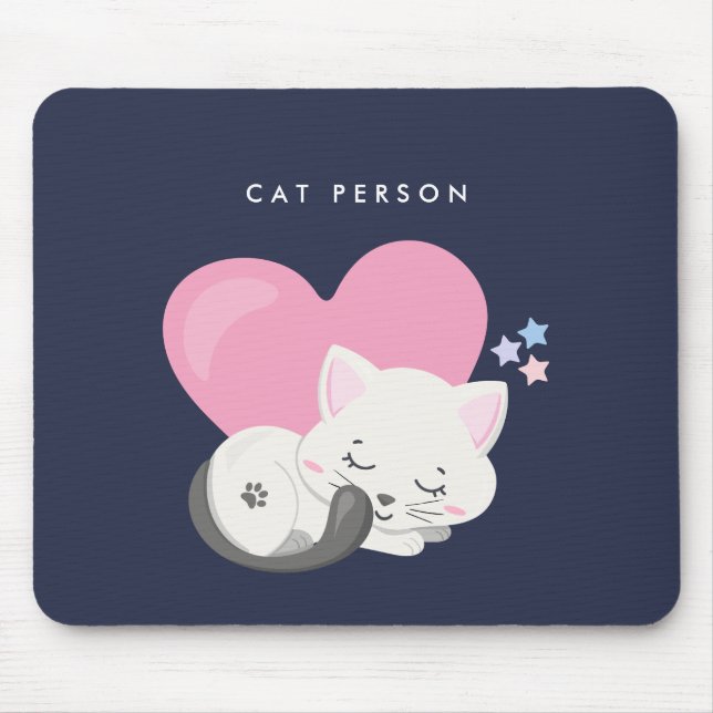 Cat Person Text Cute White Kattunge Sleeping Musmatta (Framsidan)