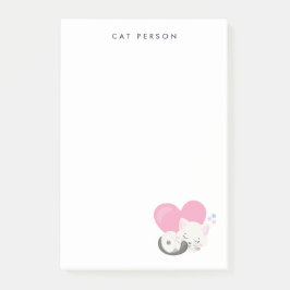 Cat Person Text Cute White Kattunge Sleeping Post-it Block