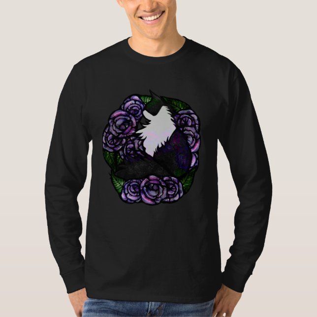 Cat Person Tuxedo Cats Roses T Shirt (Framsida)