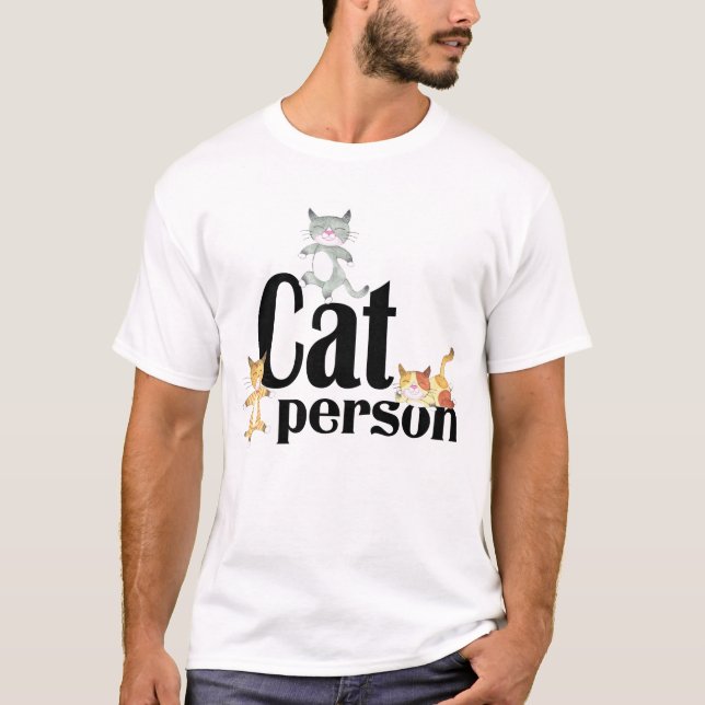 Cat Person Whimsical Kattunge T Shirt (Framsida)