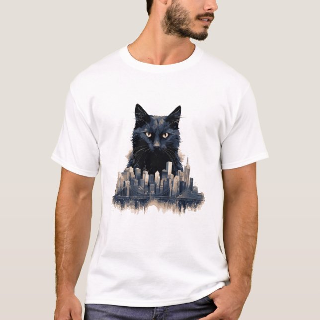Cat Pet Animal Beauty Nature City Discovery T Shirt (Framsida)